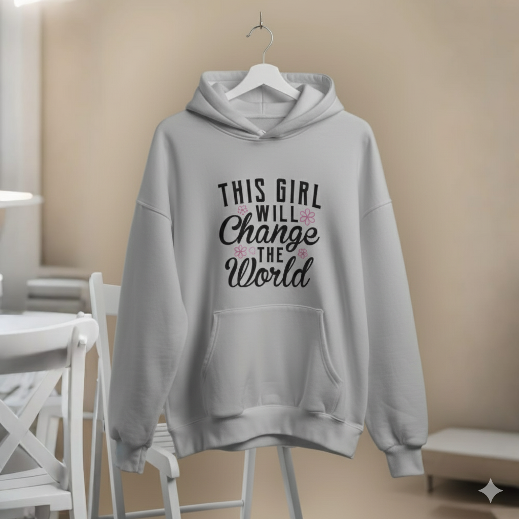 Premium Comfortable Printed Ladies Winter Hoodie ( Ash Grey )